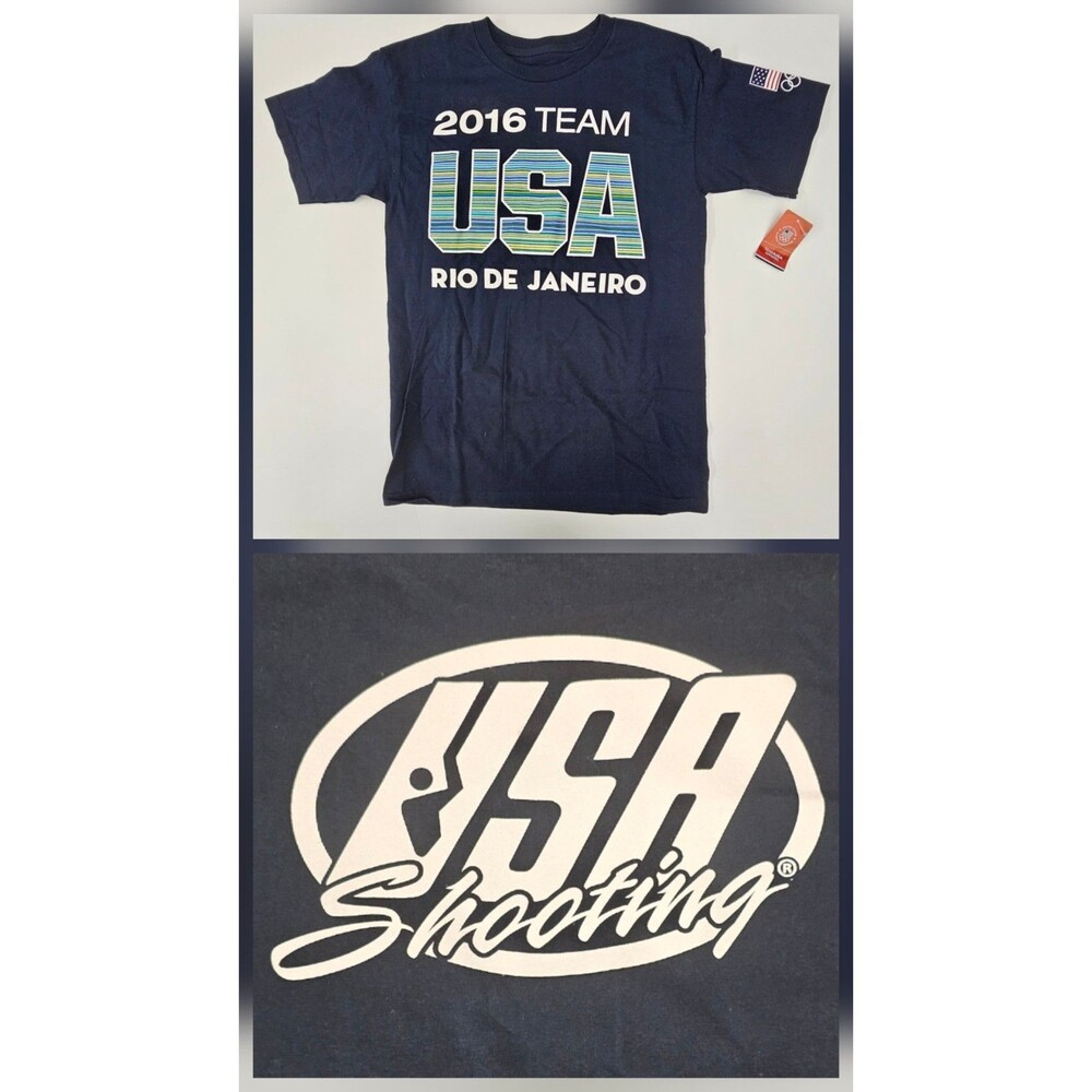 New W/ Tags 2016 Team USA Shooting Olympics Rio De Janeiro Navy Tee - Size Small